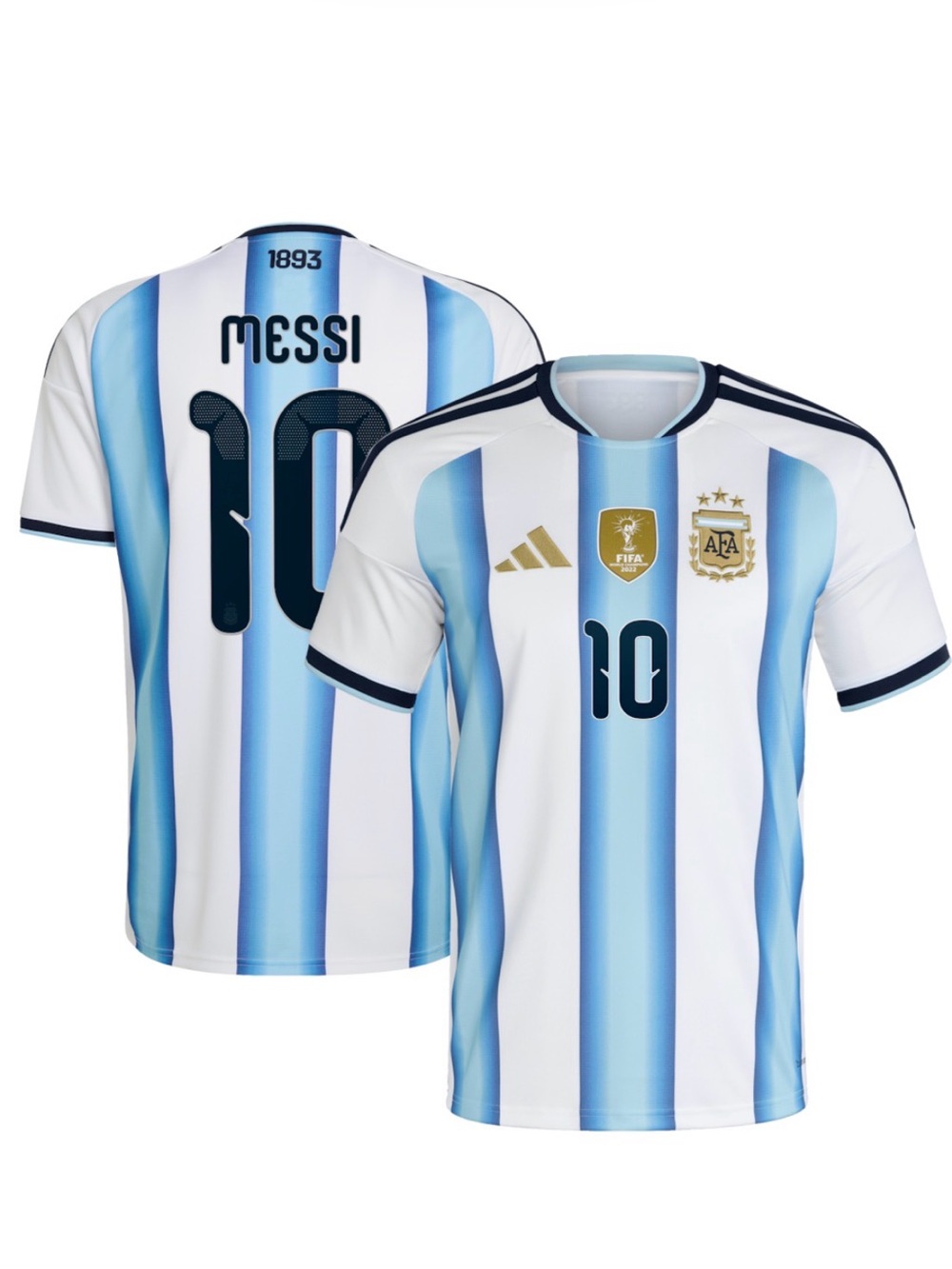 adidas Argentina #10 Messi Jersey - White & Light Blue